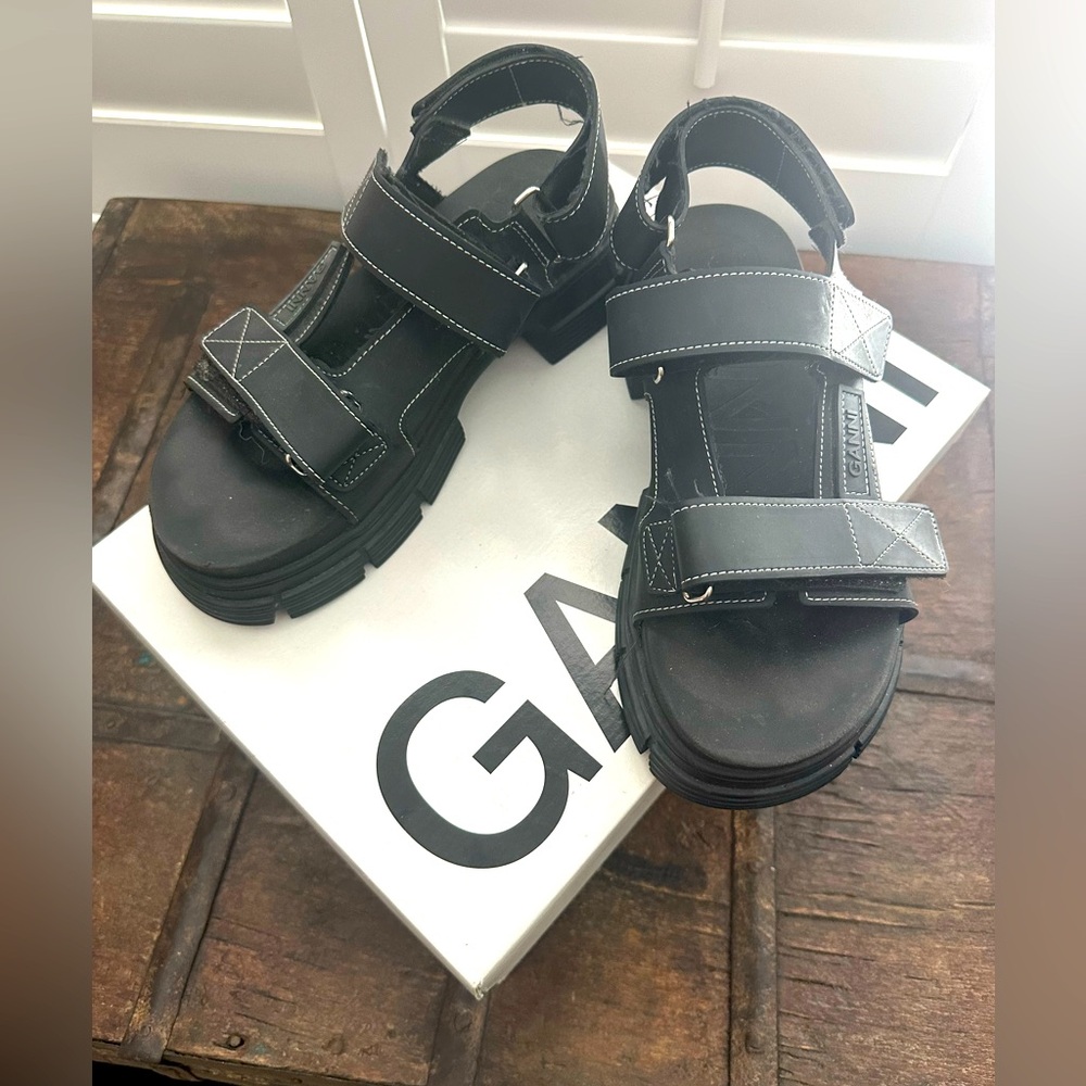 Ganni Black Chunky Sandals